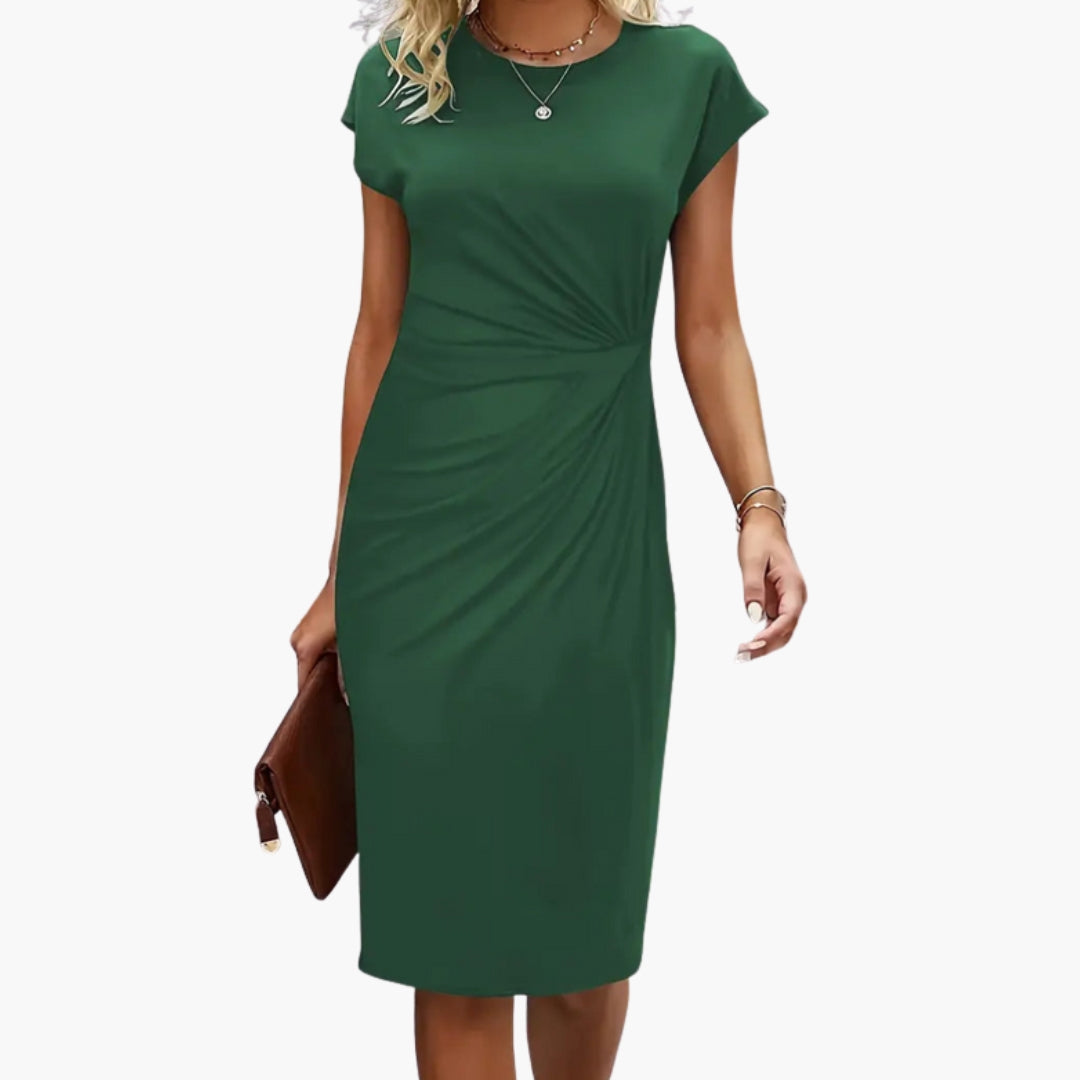 Fabrizia | Damen Rundhals Kurzarm Midi Kleid