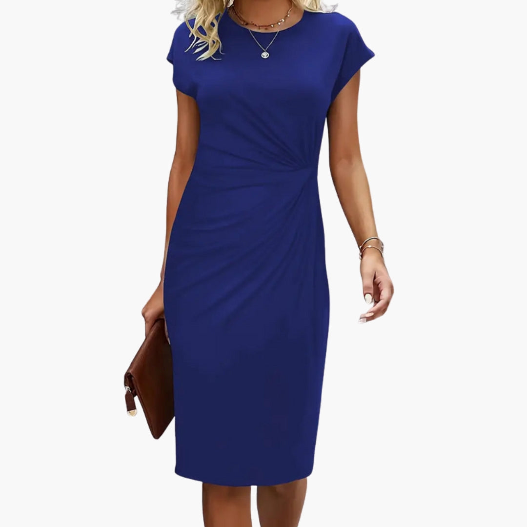 Fabrizia | Damen Rundhals Kurzarm Midi Kleid