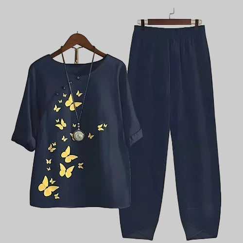 Felicitas | Damen Schmetterling Print Freizeitset
