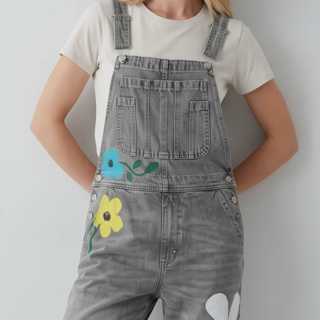 Denim-Latzhose für Damen in lockerer Passform