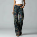 Baggy Jeans für Damen mit Buntem Blumendruck