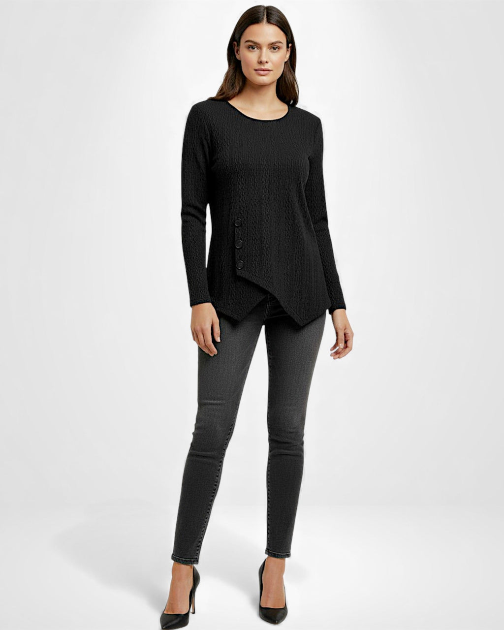 Elegantes Langarmshirt Damen mit Asymmetrischem Saum