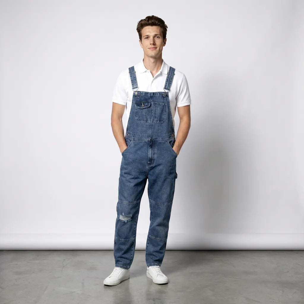 Unisex Latzhose in lässiger Passform mit Utility-Taschen