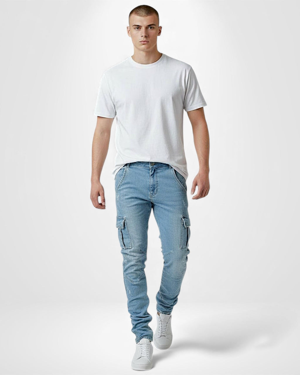 Slim-Fit Cargo Jeans für Herren mit Multifunktionalen Taschen