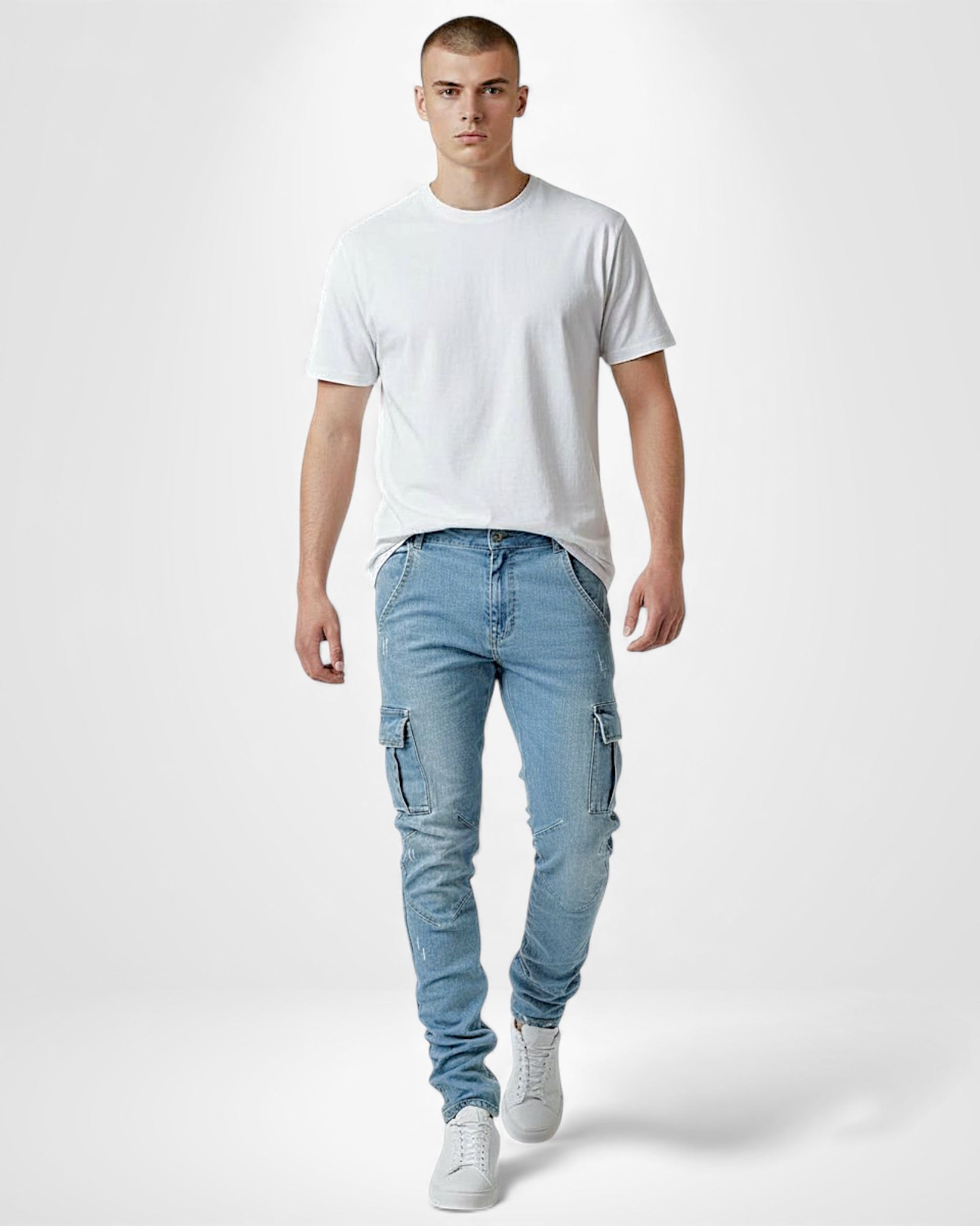 Slim-Fit Cargo Jeans für Herren mit Multifunktionalen Taschen