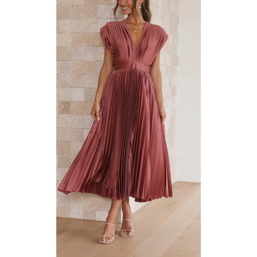 Finja | Damen Maxi Kleid Mit Falten Für Alltag