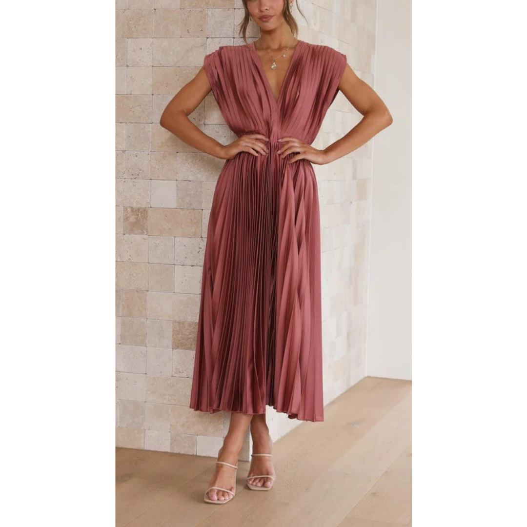 Finja | Damen Maxi Kleid Mit Falten Für Alltag