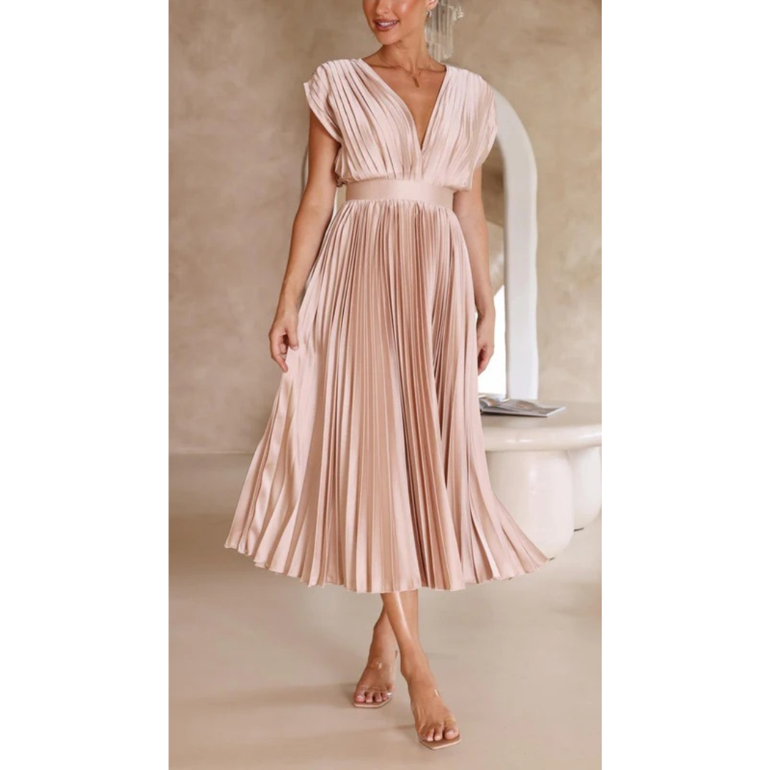 Finja | Damen Maxi Kleid Mit Falten Für Alltag