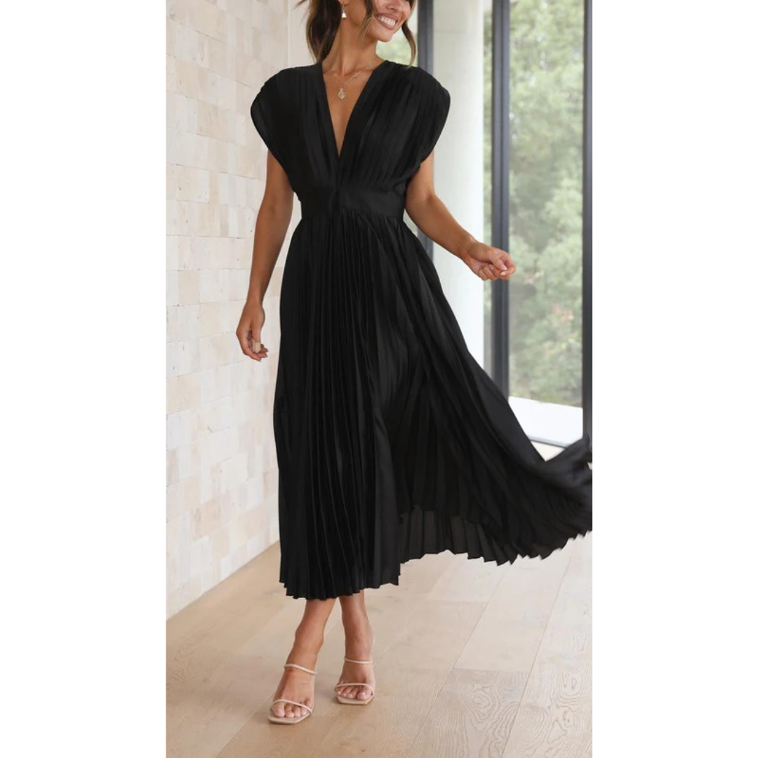 Finja | Damen Maxi Kleid Mit Falten Für Alltag