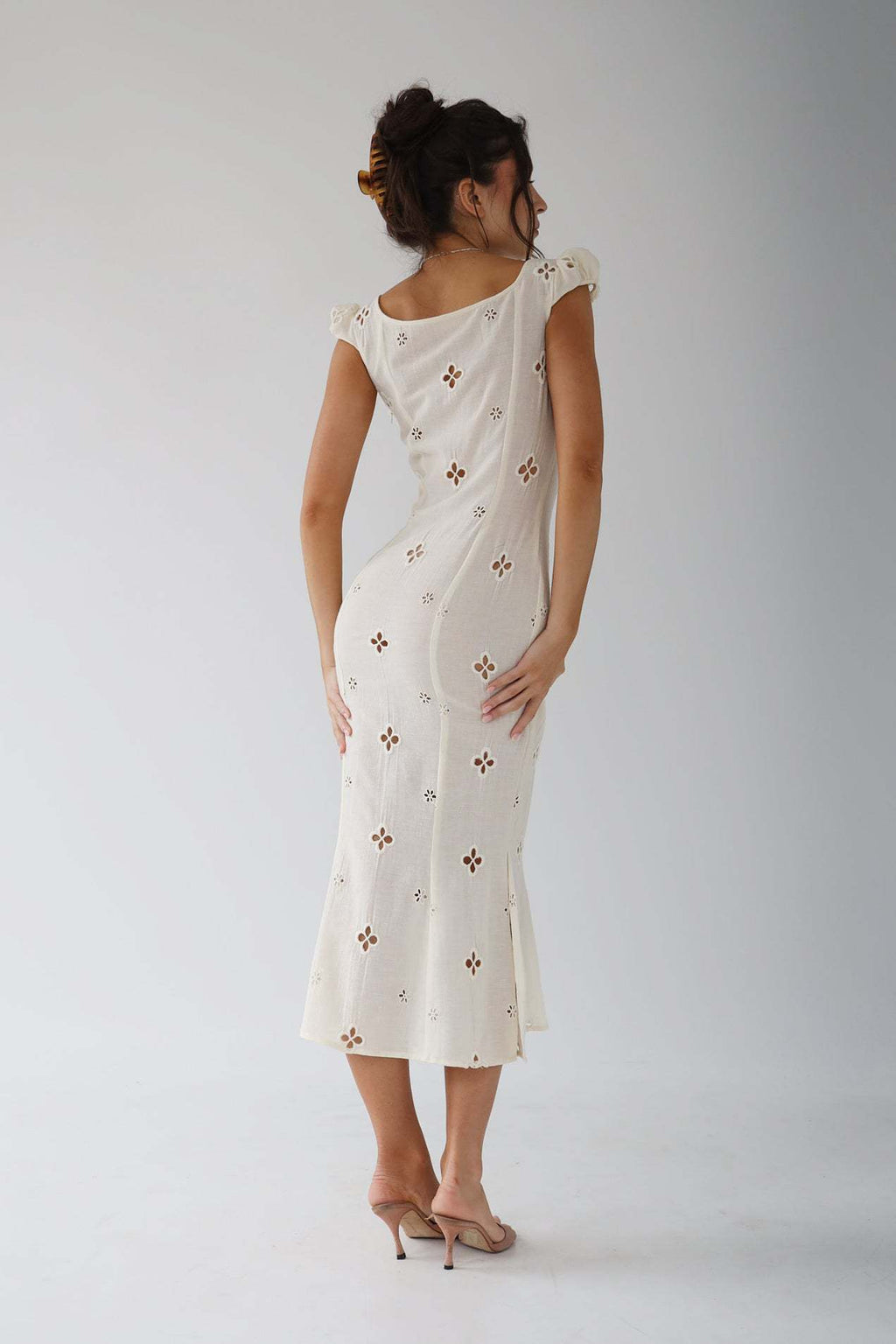 Damen Sommer Cut-Out Hochzeitsgast Midikleid