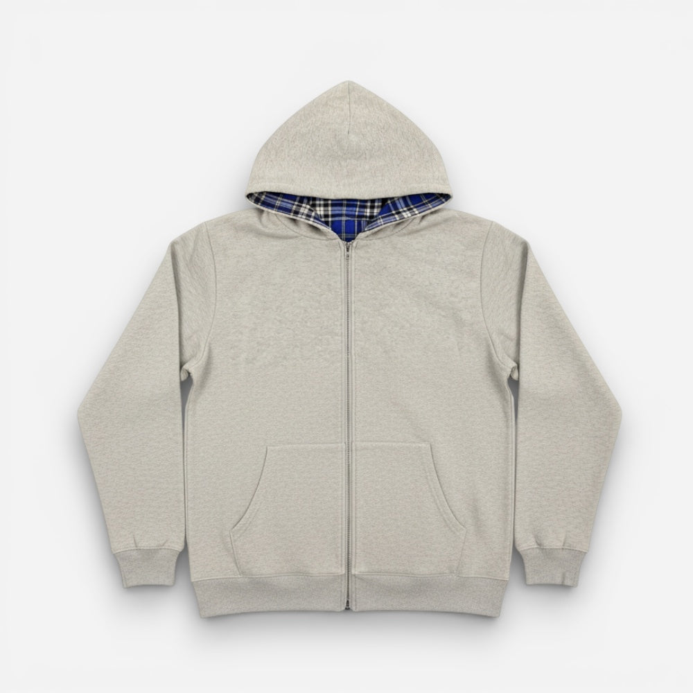 Oversized 2-in-1 Wende-Hoodie mit Karoseite