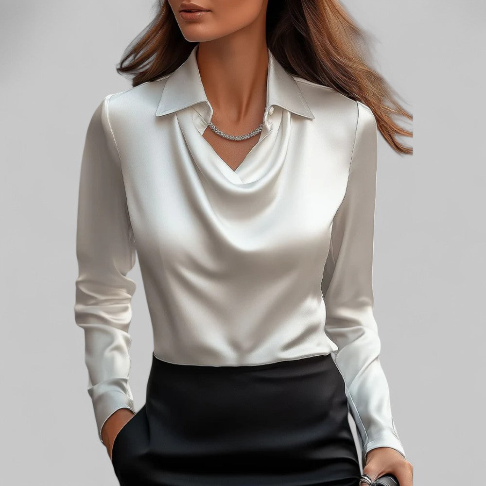 Melina | Fließende Damen Satinbluse für elegante Anlässe