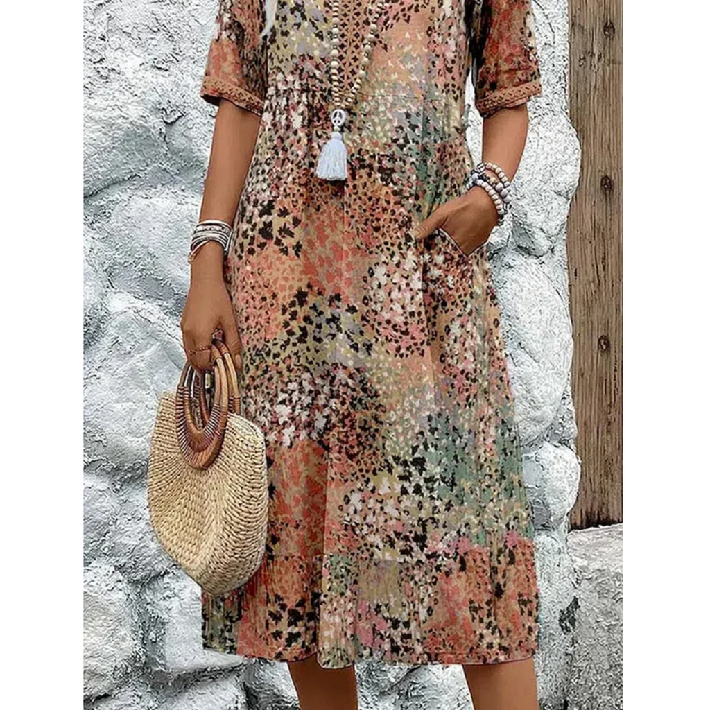 Florentina | Damen Stilvolles Sommerkleid Floral Komfort