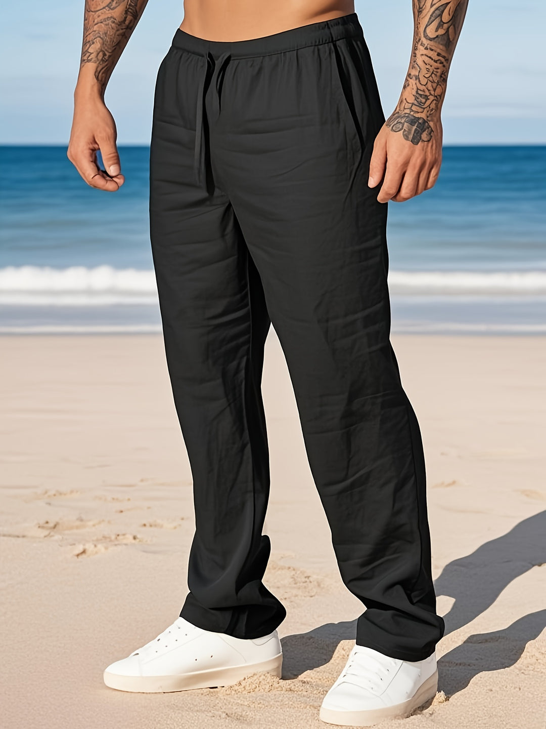 Herren Straight Fit Sommerhose mit Kordelzug
