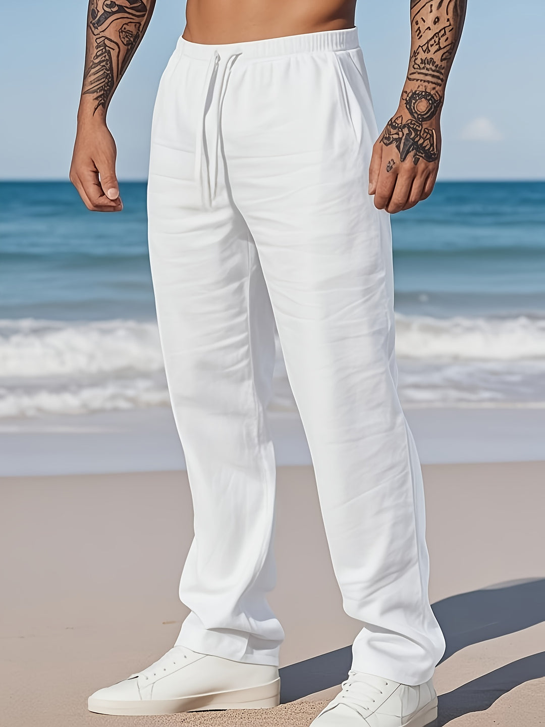 Herren Straight Fit Sommerhose mit Kordelzug