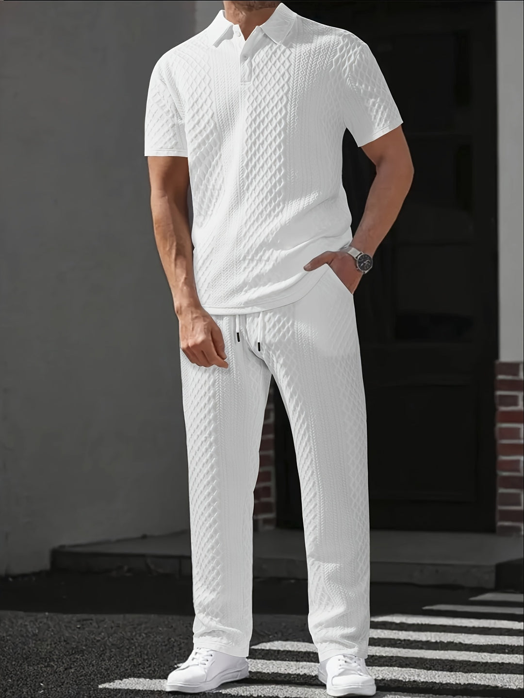 Herren Straight Fit Polokragen Sommer Set