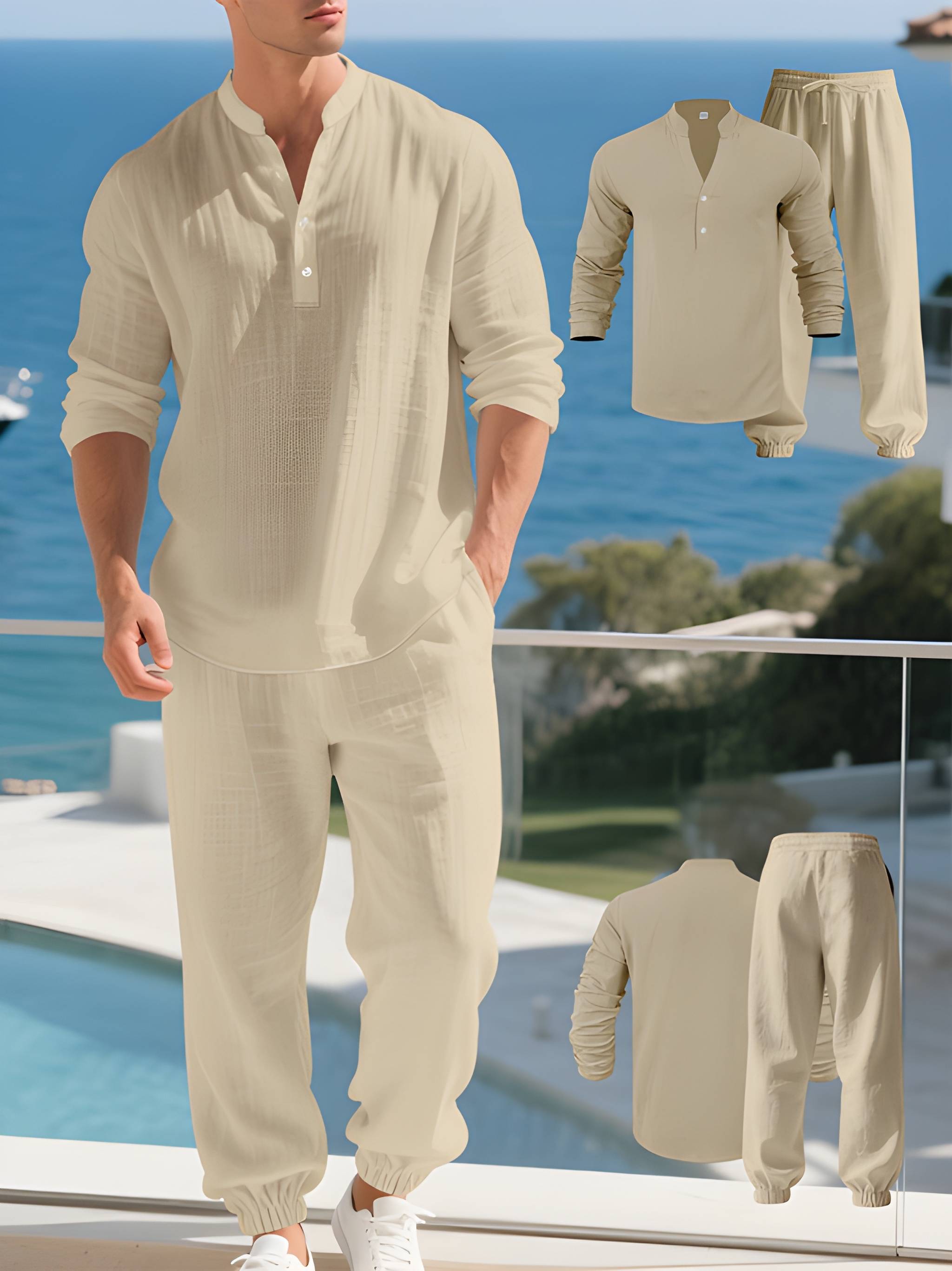Herren Straight Fit Sommer Set mit Kordelzug