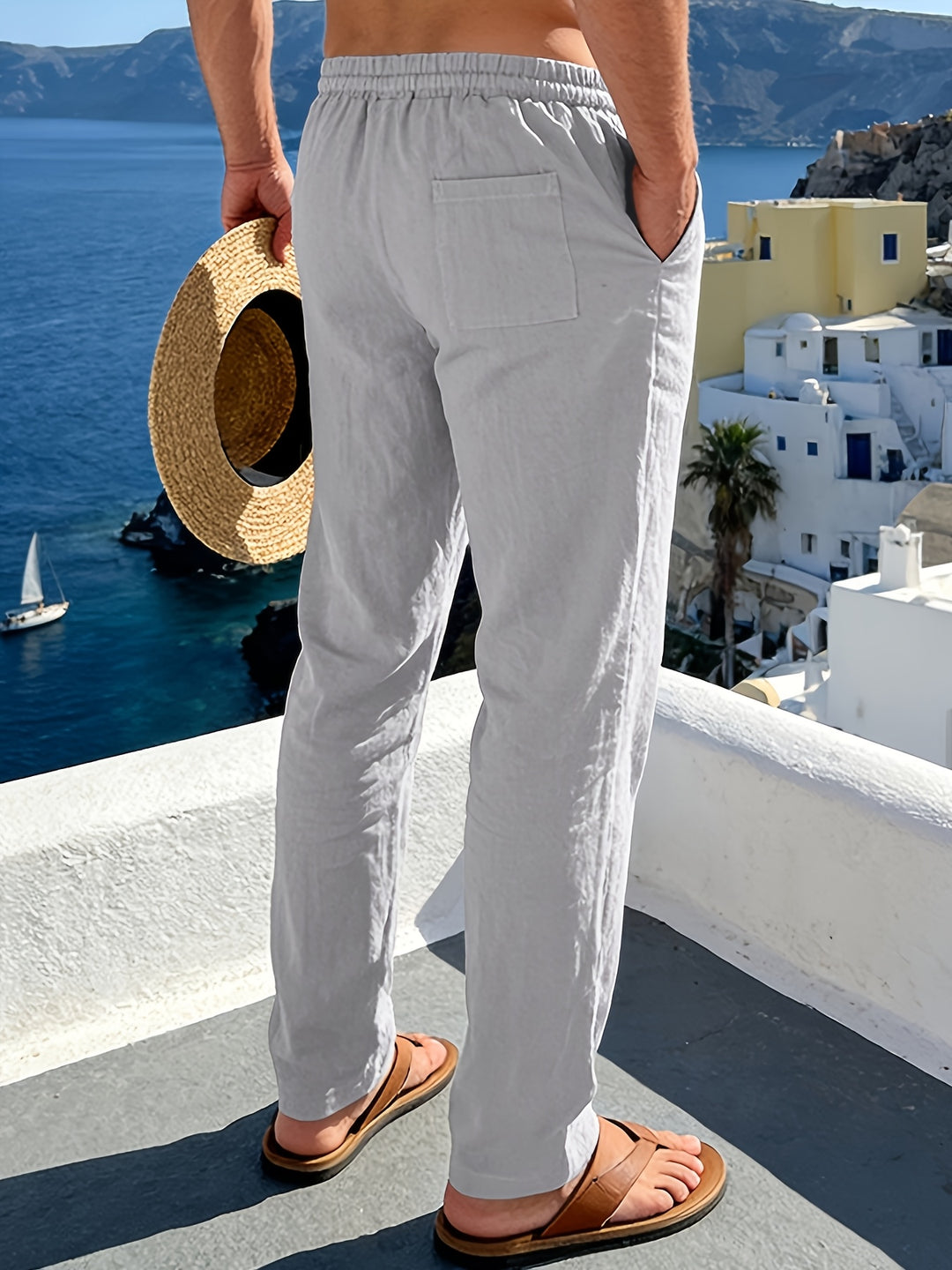 Herren Straight Fit Elastischer Bund Sommerhose