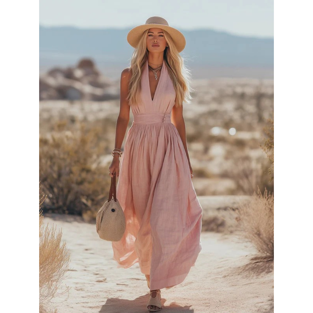 Franka | Damen Neckholder Maxikleid Boho