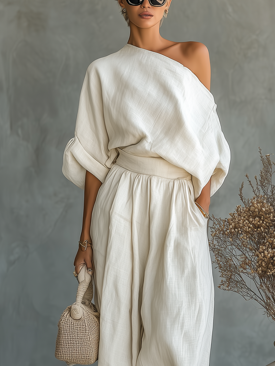 Franziska | Damen Schulterfreies Langarm Outfit Set
