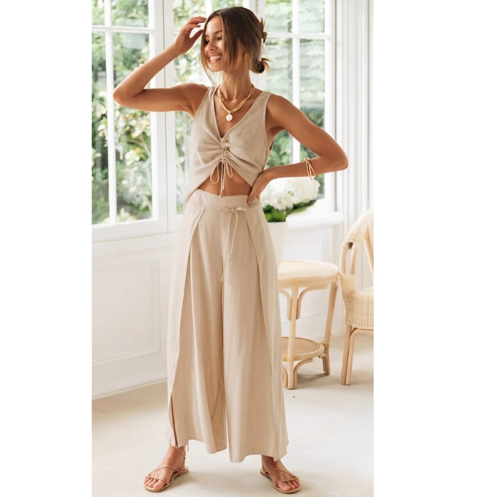 Freya | Damen Leinen Set Zweiteiler