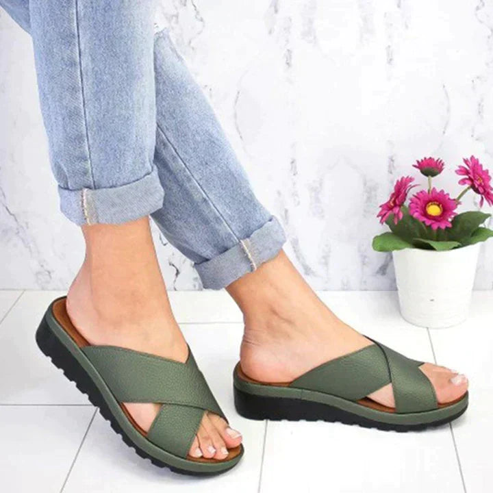 Frieda | Damen Flache Riemchensandalen