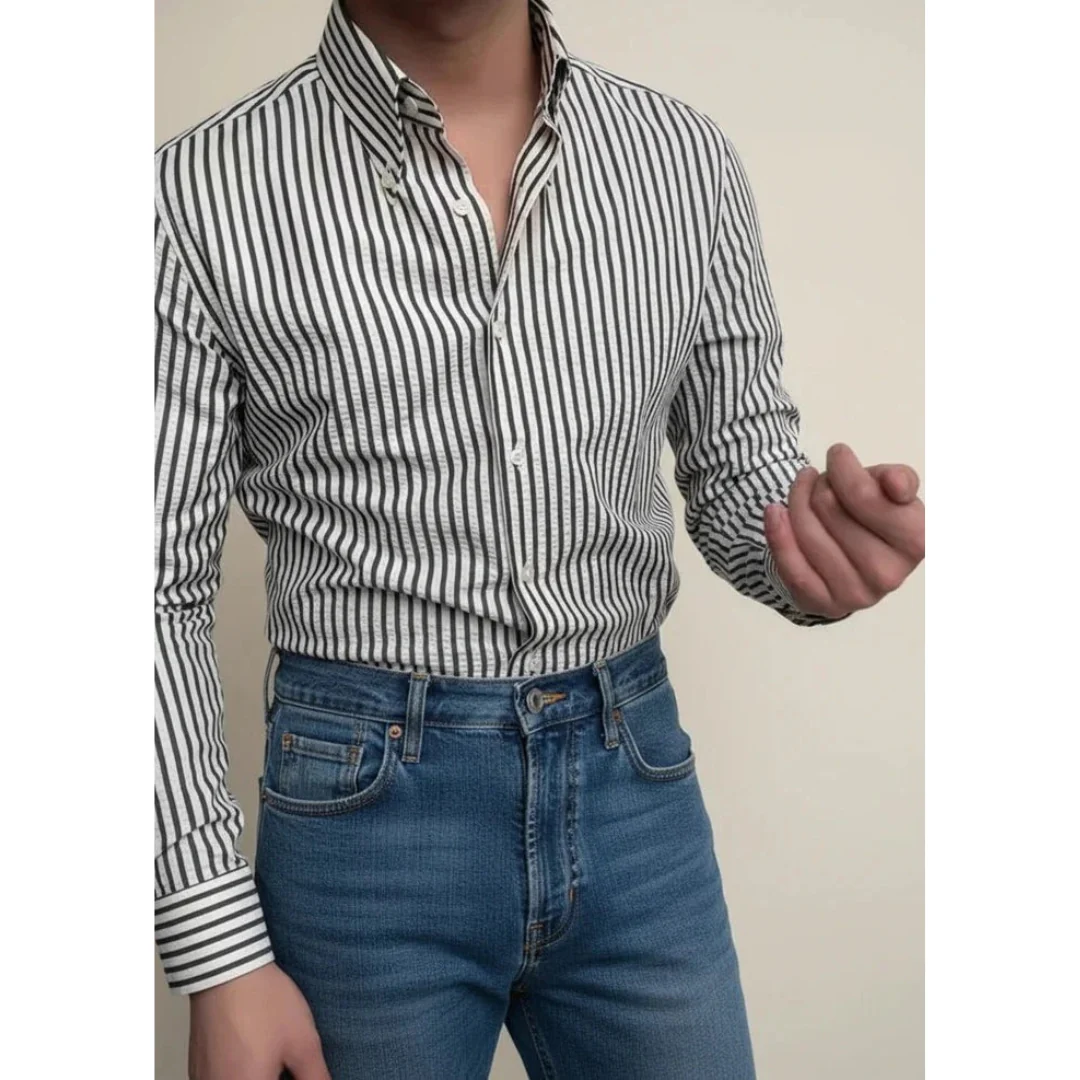 Friedhelm | Herren Hemd Langarm Streifen Elegant