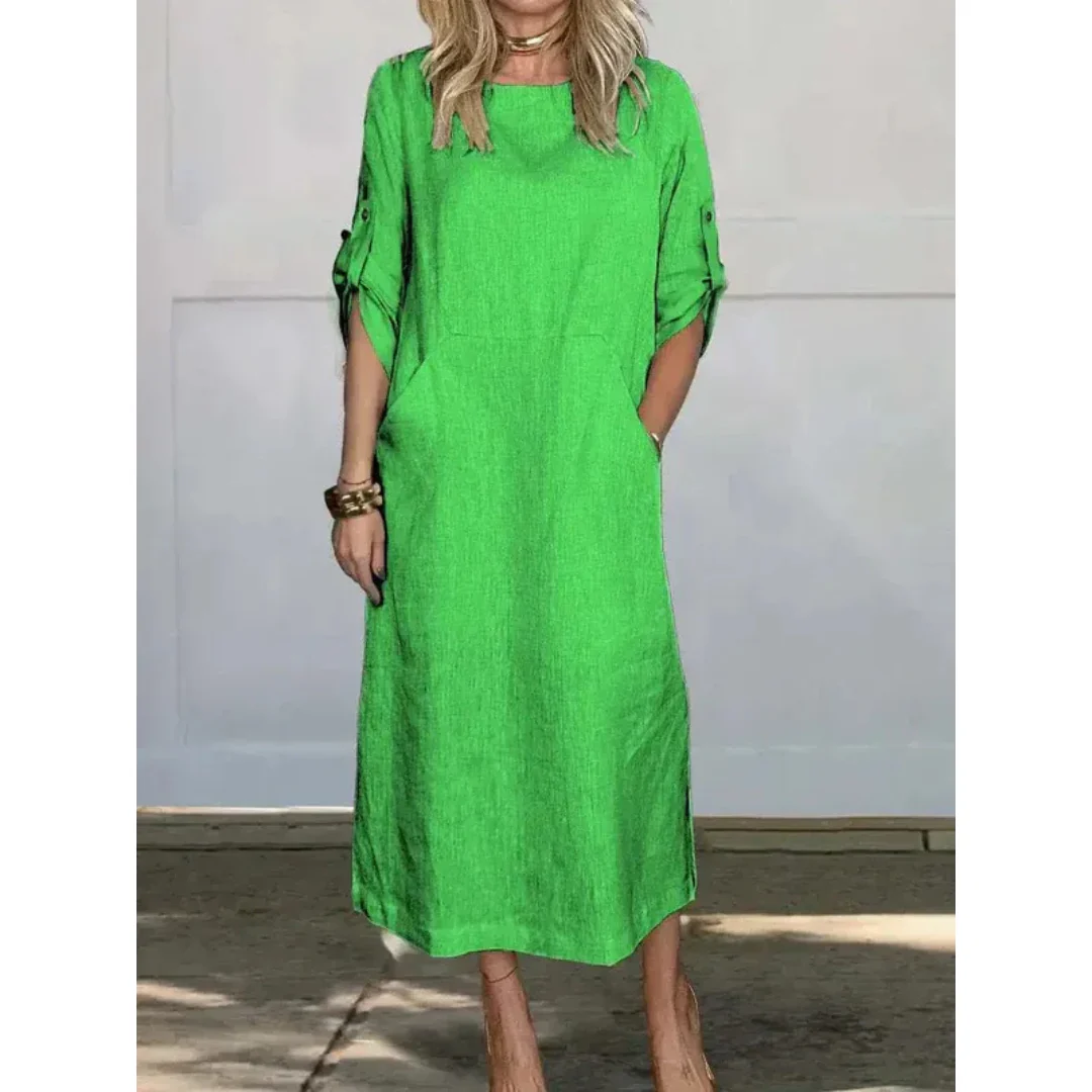 Gabriela | Damen Modernes Sommerkleid Midi Boho A-Linie