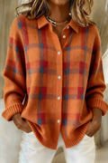 Hannah | Gemütlicher Karopullover Cardigan Strickjacke