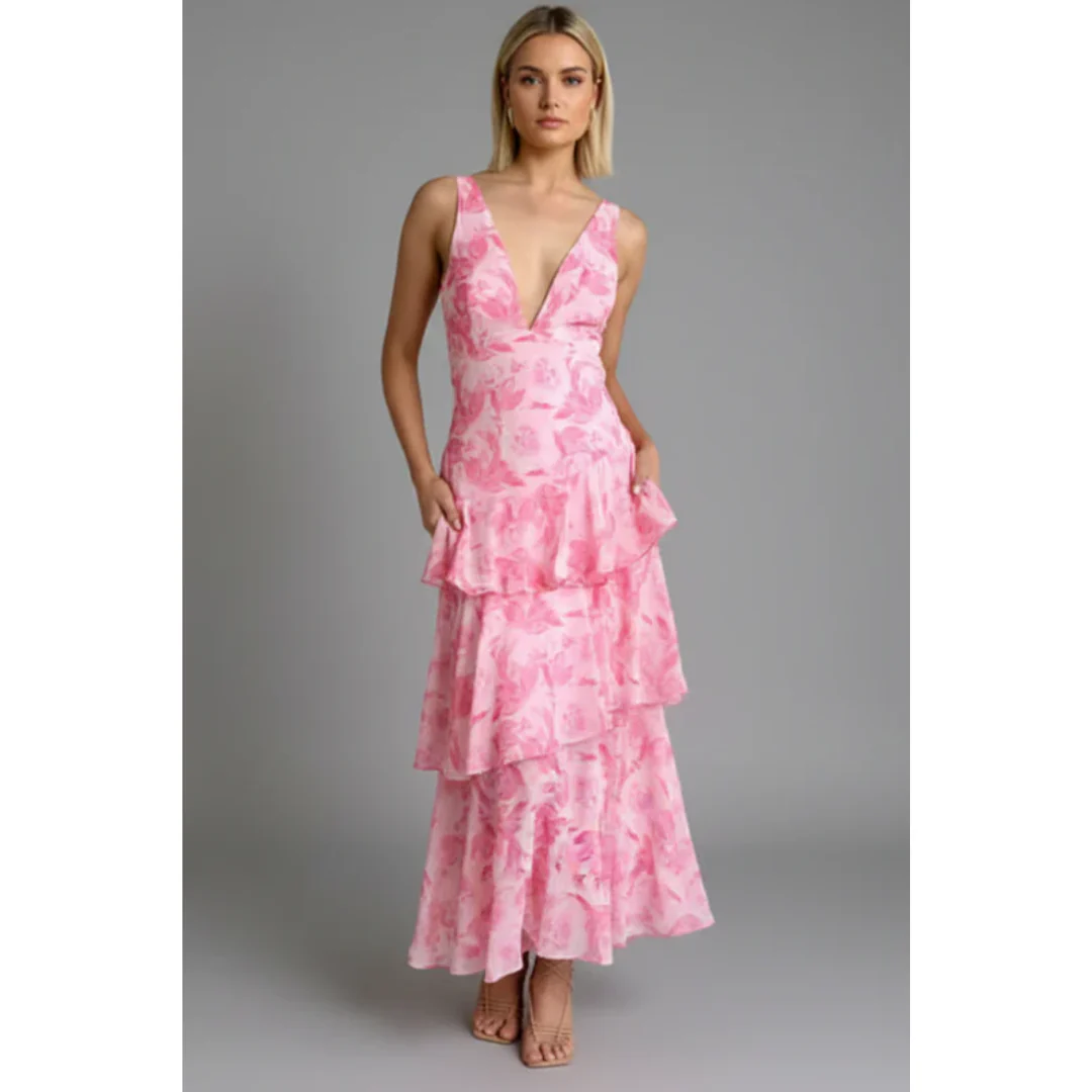 Gesine | Damen Maxikleid Sommer V-Ausschnitt – Sommer Maxi V-Neck Kleid 2026