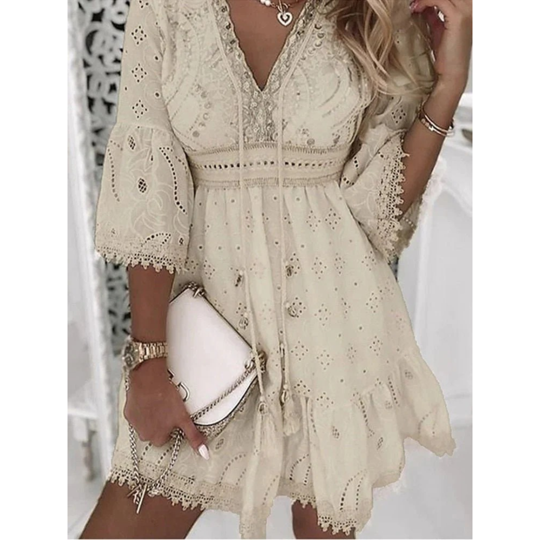 Gisa | Romantisches Boho Mini-Sommerkleid mit Spitze