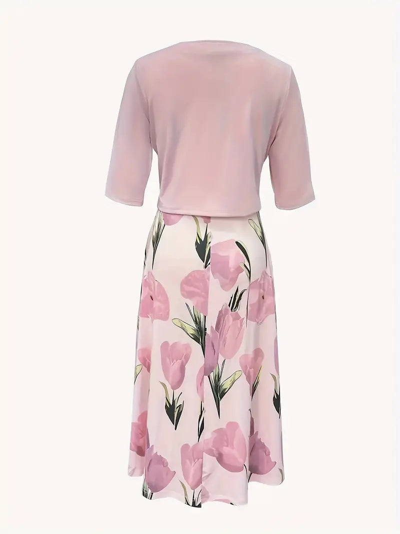 Giselle | Damen Blumenkleid Set mit Jacke