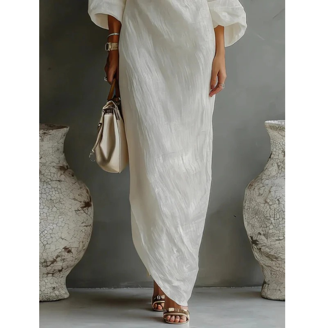 Gloria | Damen Leinen Maxikleid Asymmetrisch
