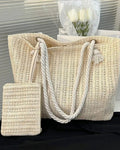 Große Shopper Tote Bag mit Seilhenkeln und Etui | Strand & Alltag