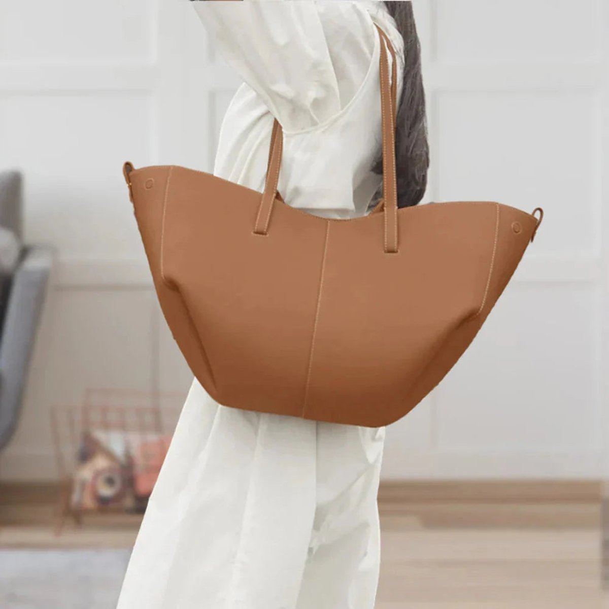 Lena | Großzügige Damen Laptoptasche Kunstleder Vintage-Stil