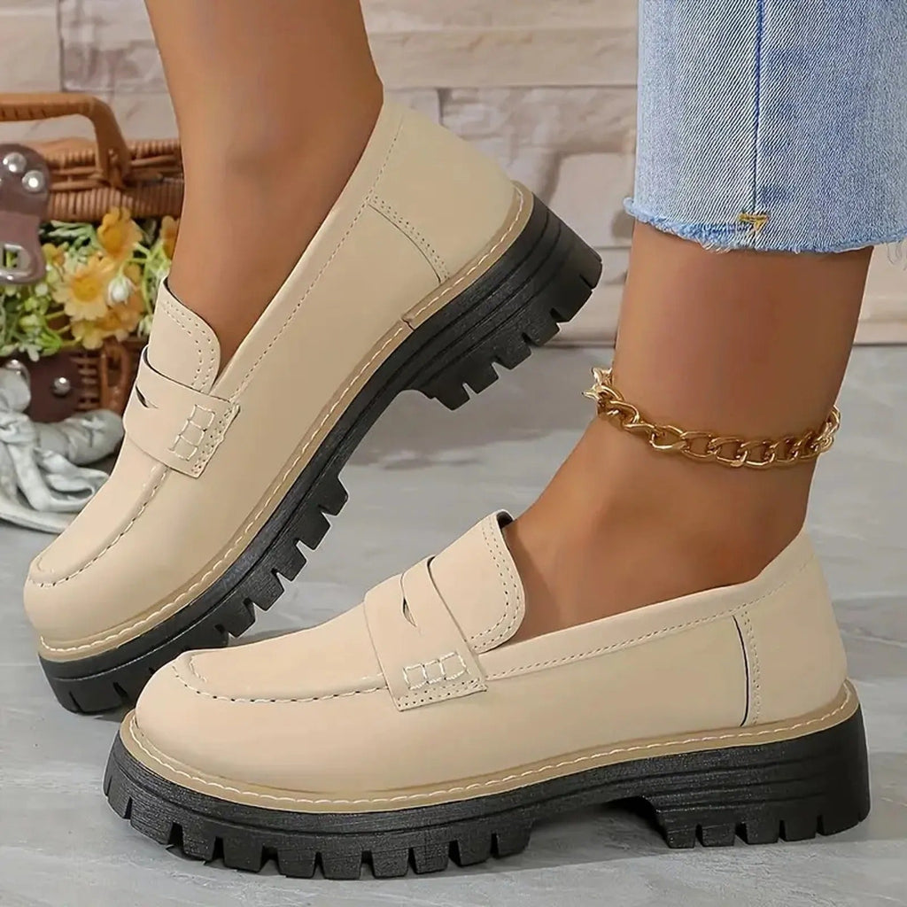 Gudrun | Damen Platform Loafer mit rutschfester Sohle
