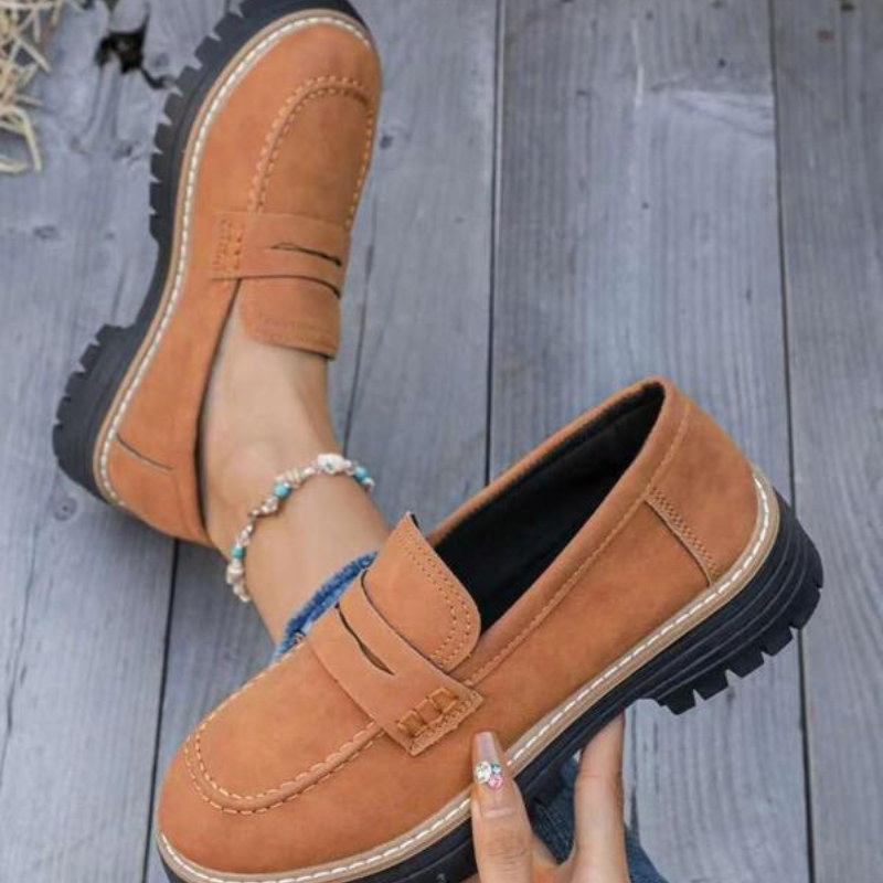 Gudrun | Damen Platform Loafer mit rutschfester Sohle