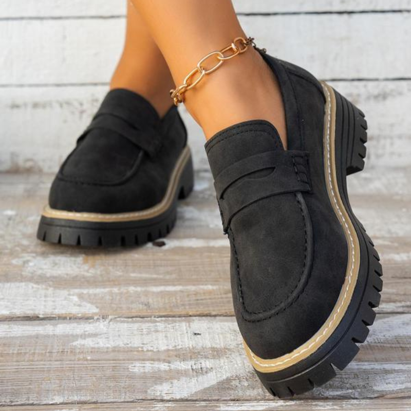 Gudrun | Damen Platform Loafer mit rutschfester Sohle