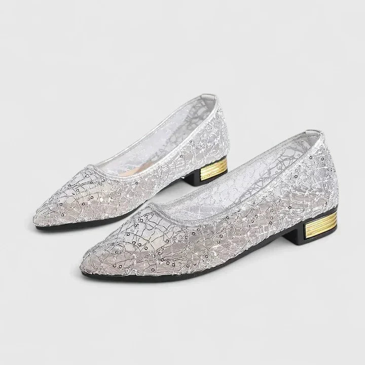 Gwendoline | Damen Spitze Ballerinas mit Komfort Sohle