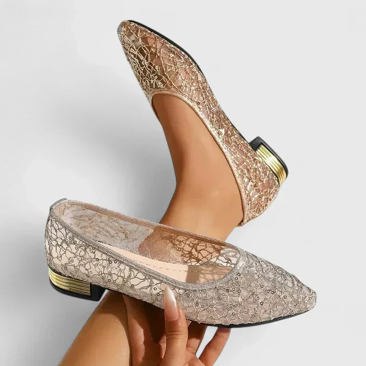 Gwendoline | Damen Spitze Ballerinas mit Komfort Sohle