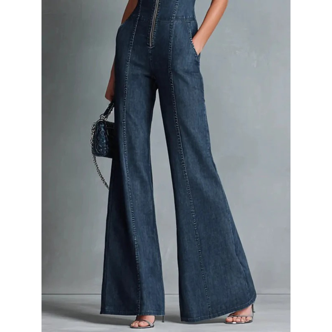 Hanne | Damen Blauer Denim Jumpsuit Freizeit