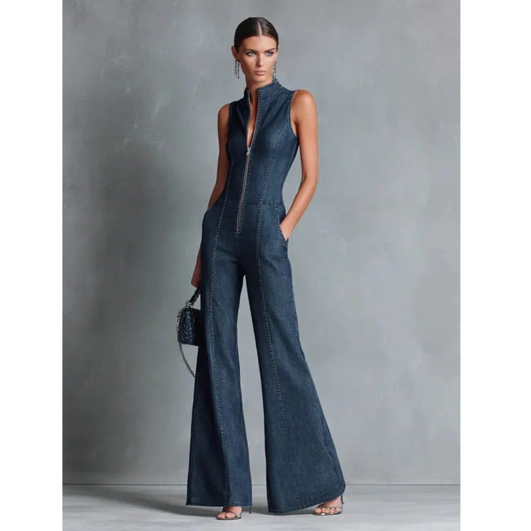 Hanne | Damen Blauer Denim Jumpsuit Freizeit
