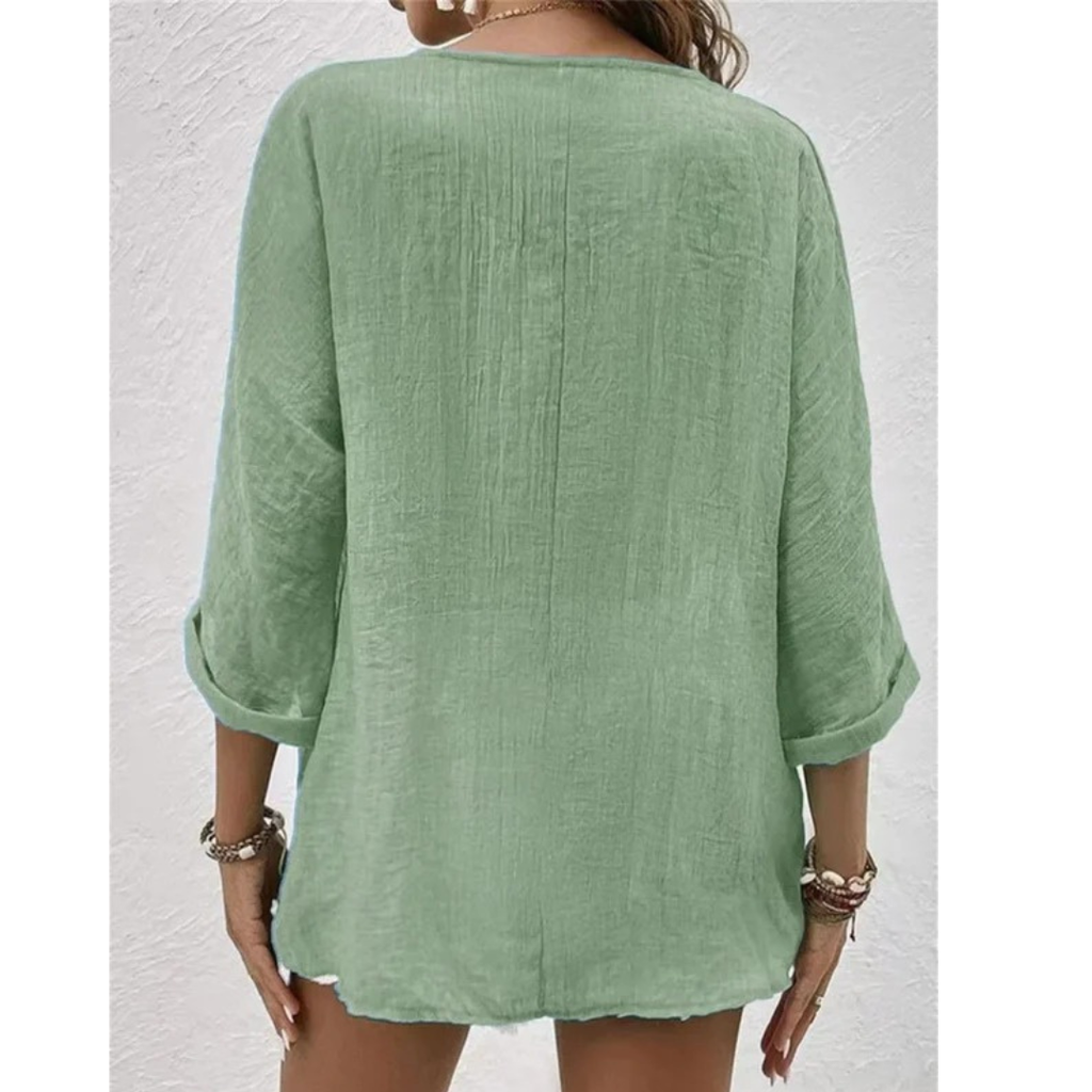 Hedwig | Damen Stilvolle Bluse V-Ausschnitt Elegant Modern