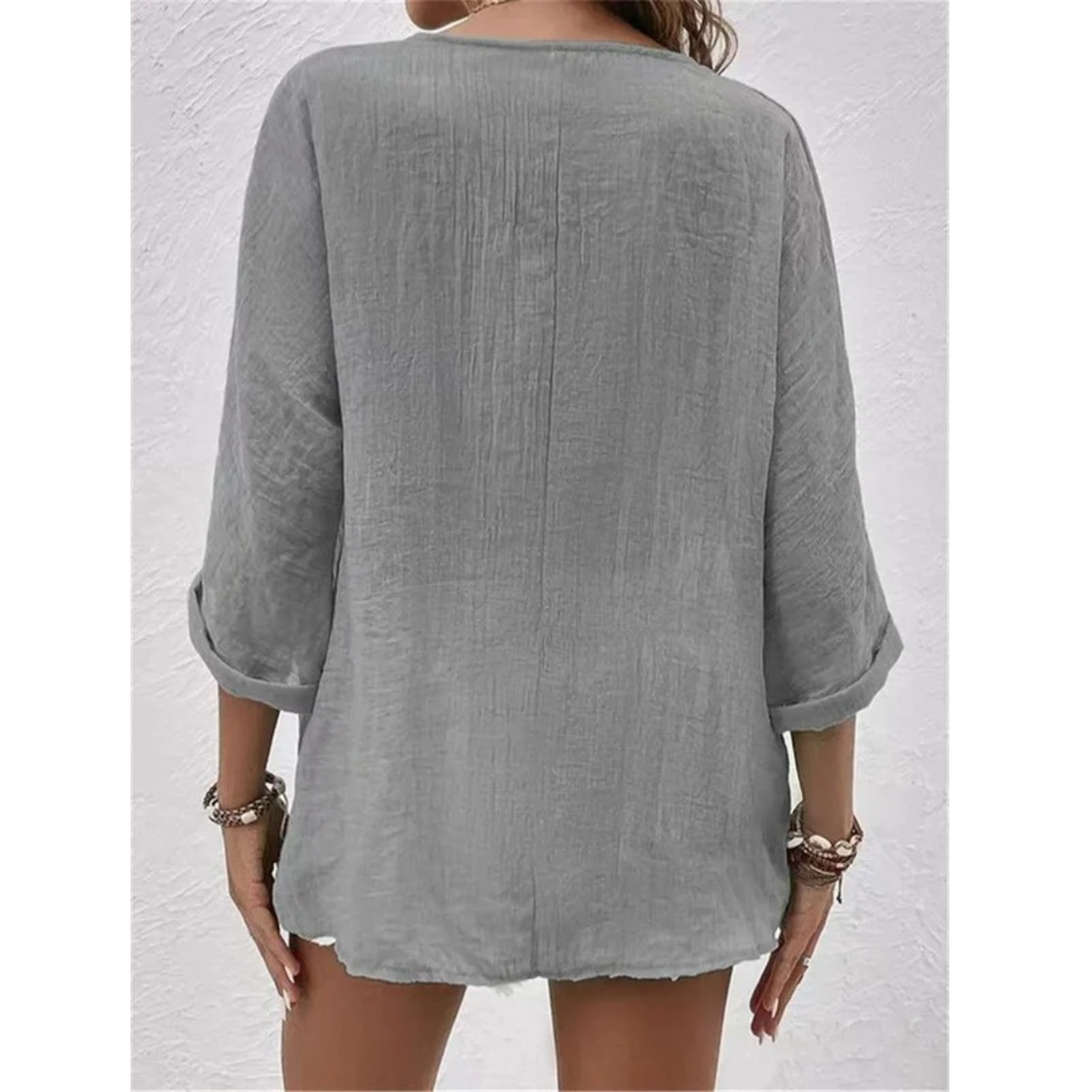 Hedwig | Damen Stilvolle Bluse V-Ausschnitt Elegant Modern