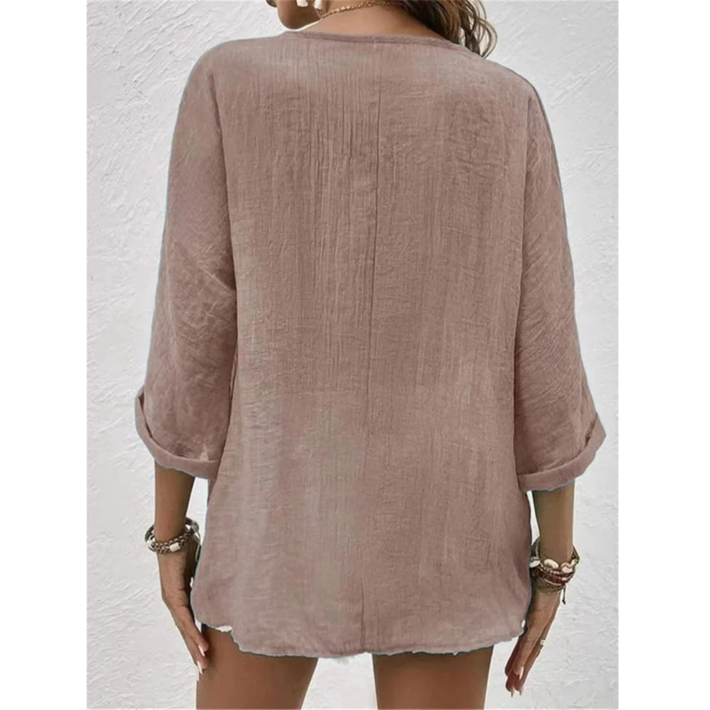 Hedwig | Damen Stilvolle Bluse V-Ausschnitt Elegant Modern