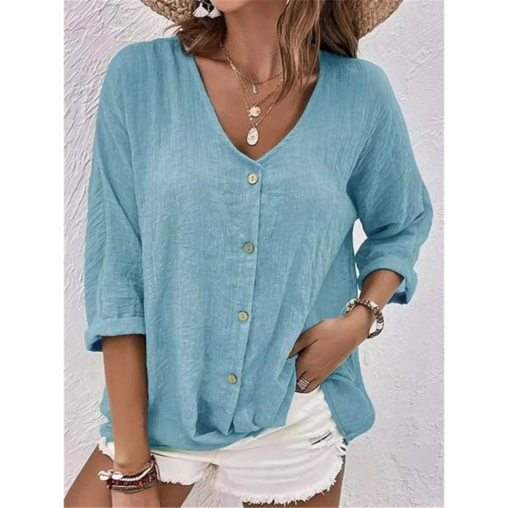 Hedwig | Damen Stilvolle Bluse V-Ausschnitt Elegant Modern