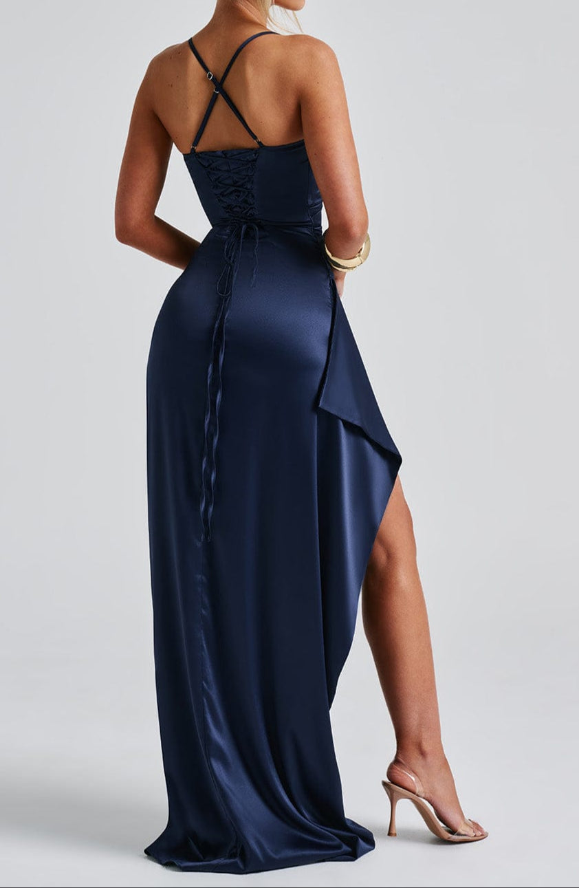 Larissa | Damen Maxikleid Marineblau – Blaues Sommerkleid Maxi für Urlaub 2026