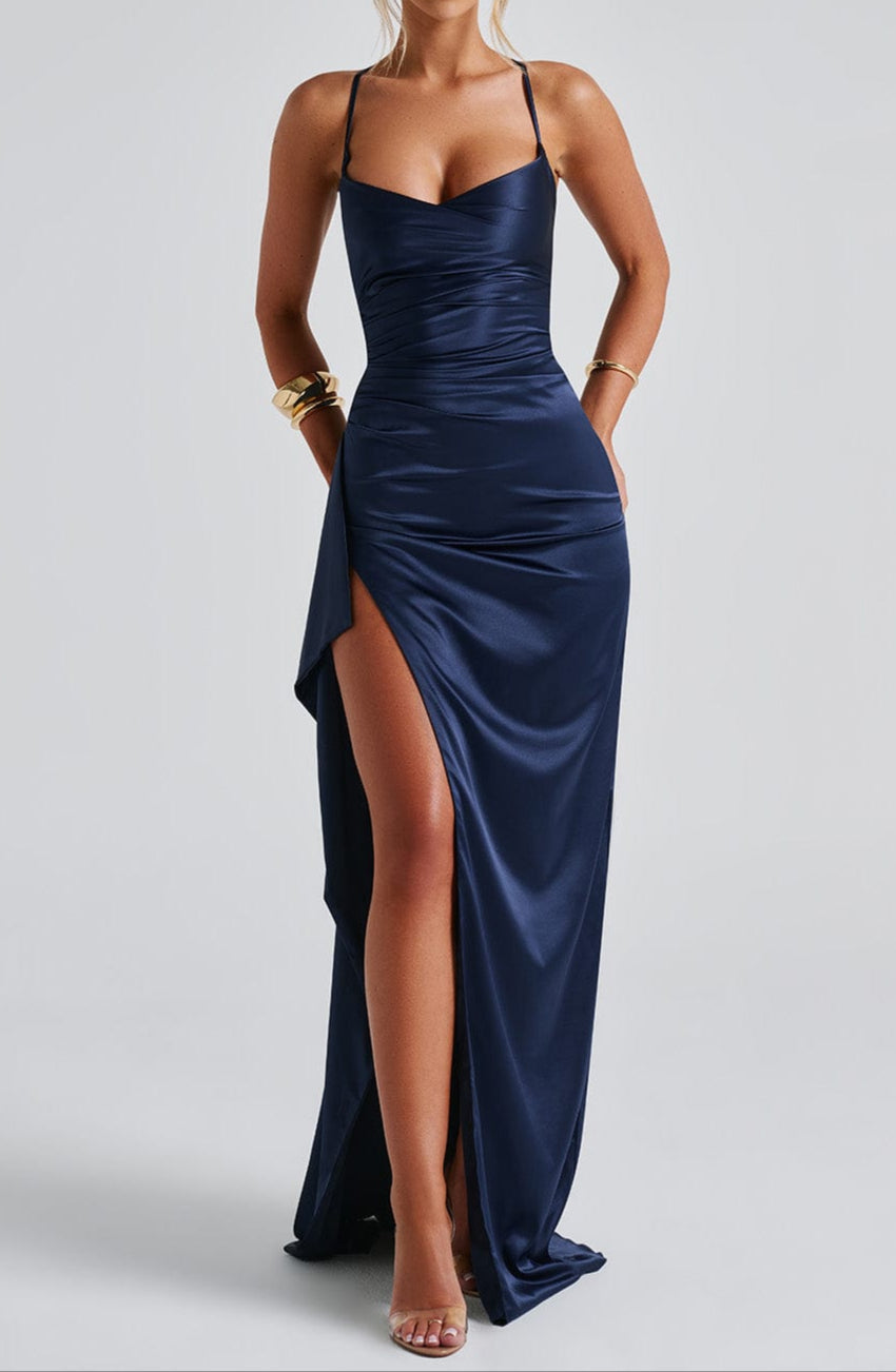 Larissa | Damen Maxikleid Marineblau – Blaues Sommerkleid Maxi für Urlaub 2026