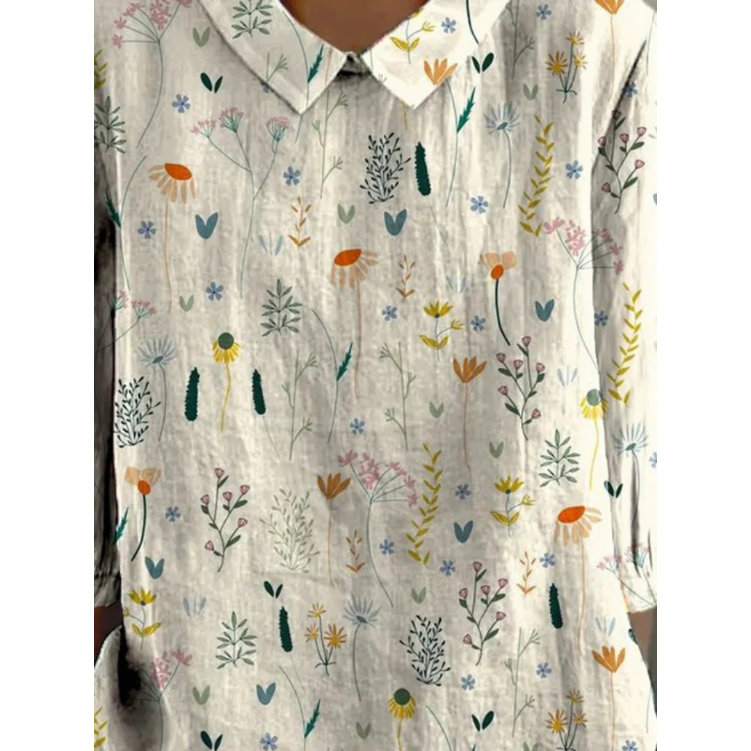 Henrietta | Weiße Damen Elegante Sommerbluse Modern Floral