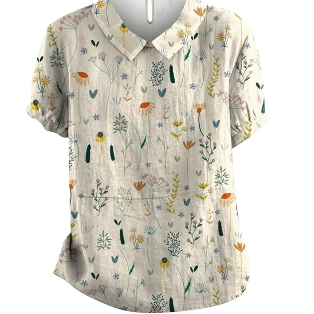 Henrietta | Weiße Damen Elegante Sommerbluse Modern Floral